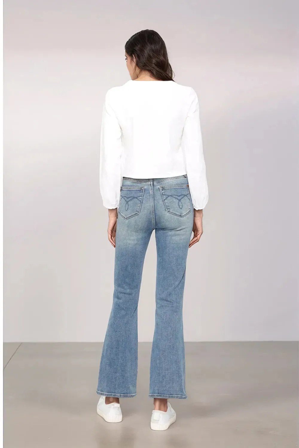 Judy Blue Full Size Tummy Control Back Embroidered Pocketed Bootcut Jeans Plus Size