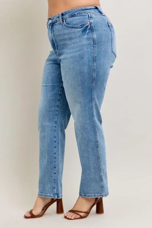 Judy Blue Full Size Tummy Control Vintage Wash Straight Jeans Plus Size Available