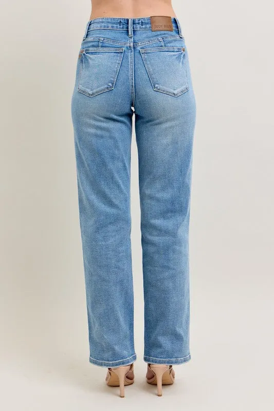 Judy Blue Full Size Tummy Control Vintage Wash Straight Jeans Plus Size Available