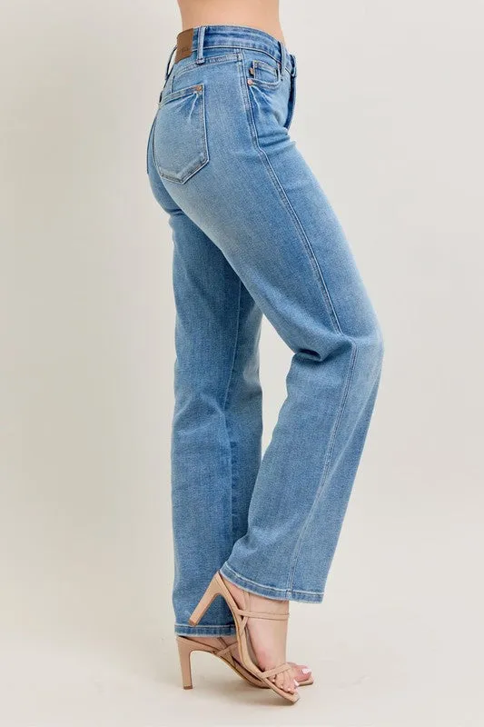 Judy Blue Full Size Tummy Control Vintage Wash Straight Jeans Plus Size Available