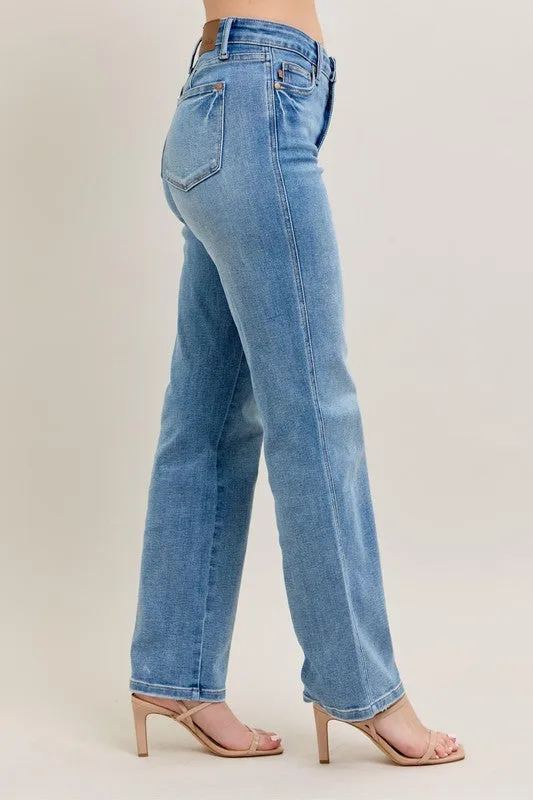 Judy Blue Full Size Tummy Control Vintage Wash Straight Jeans Plus Size Available