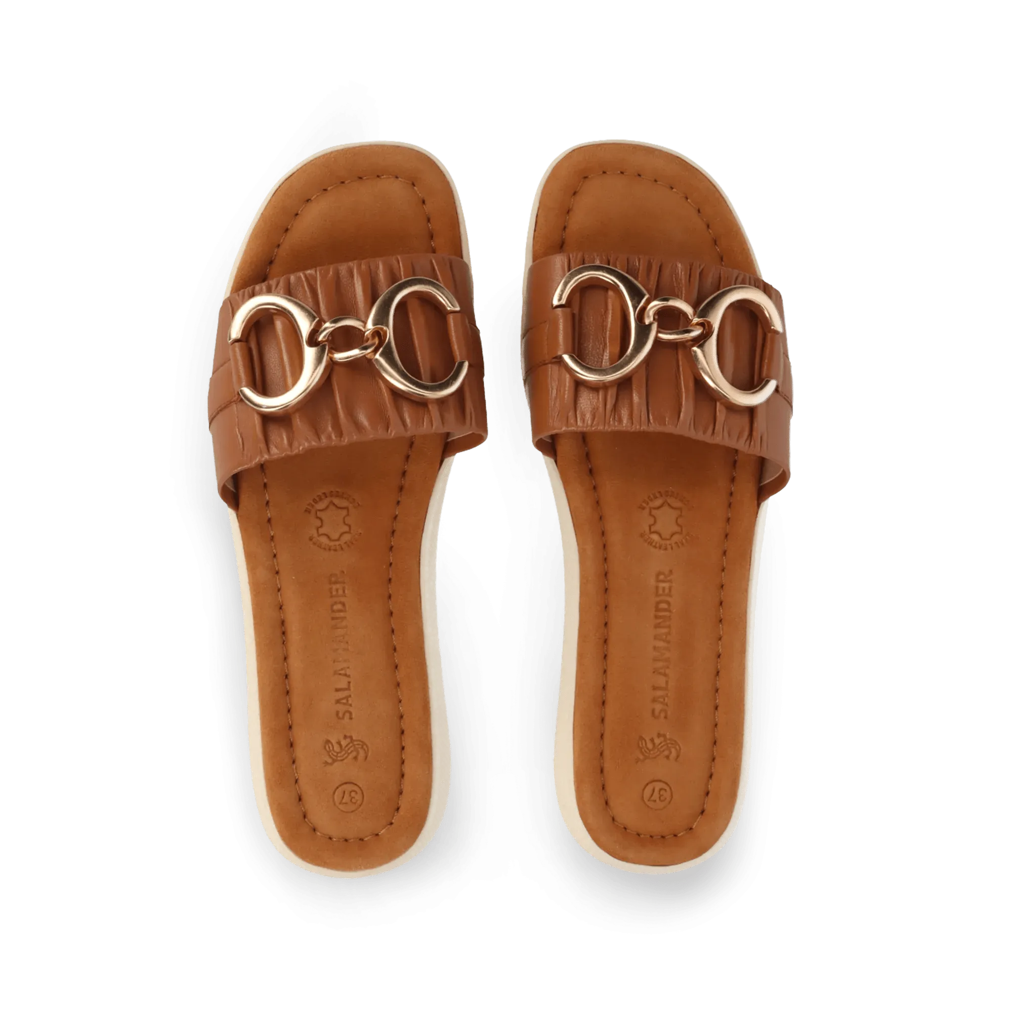 Leder Pantoletten cognac