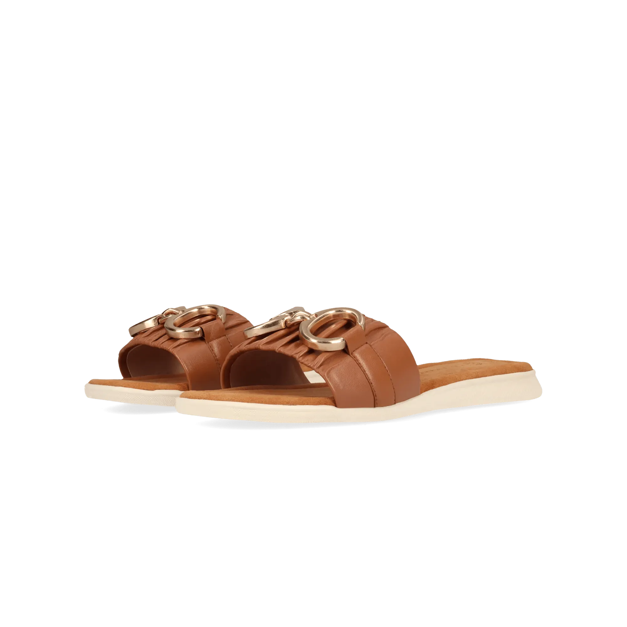 Leder Pantoletten cognac