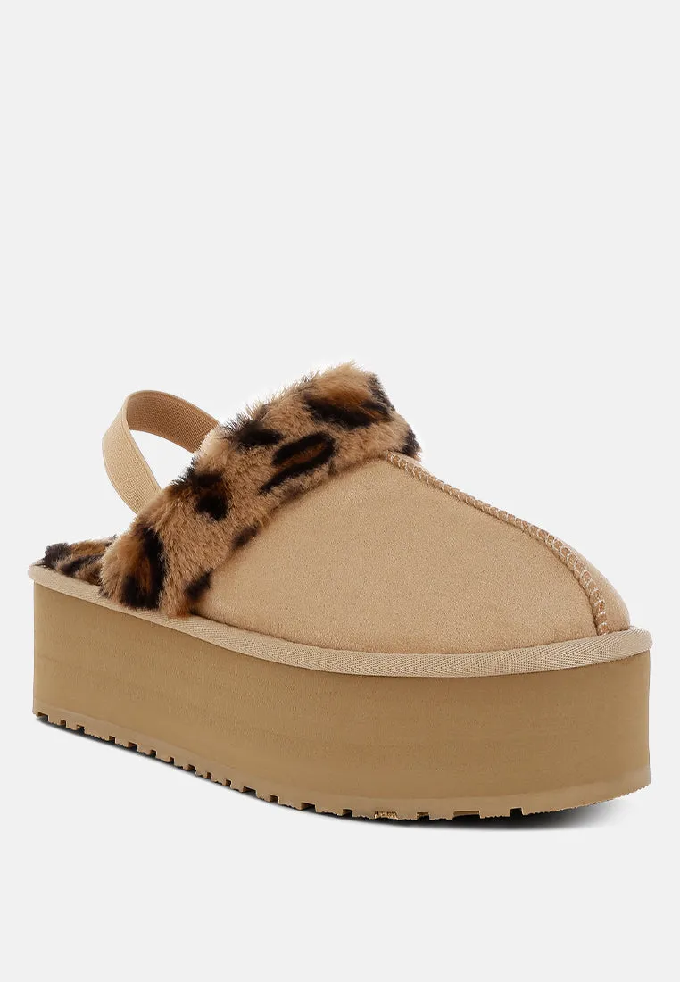 Leopard Faux Fur Platform Classic Slingback By RUW