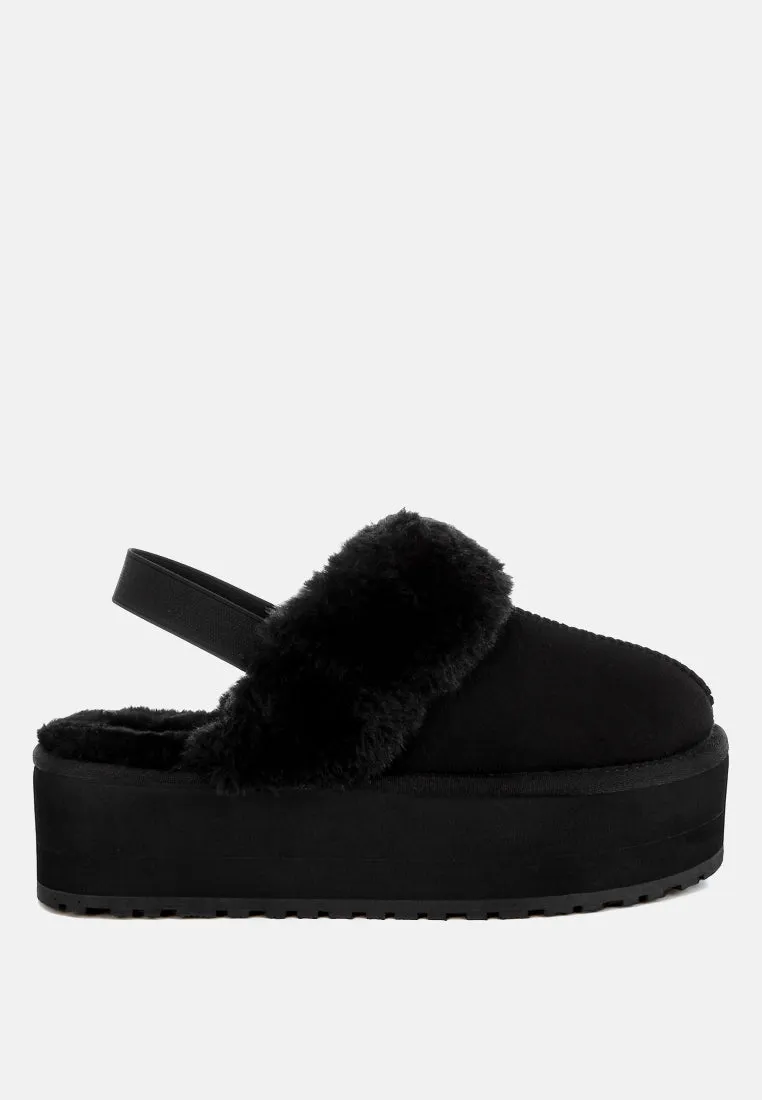 Leopard Faux Fur Platform Classic Slingback By RUW