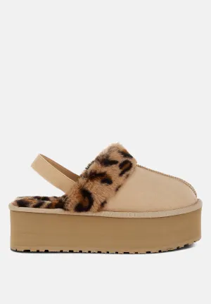 Leopard Faux Fur Platform Classic Slingback By RUW
