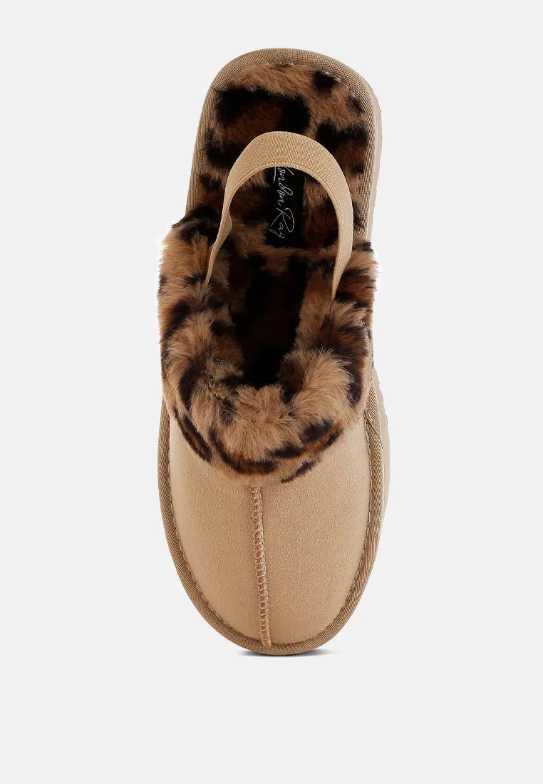 Leopard Faux Fur Platform Classic Slingback By RUW