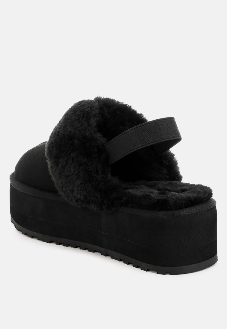 Leopard Faux Fur Platform Classic Slingback By RUW