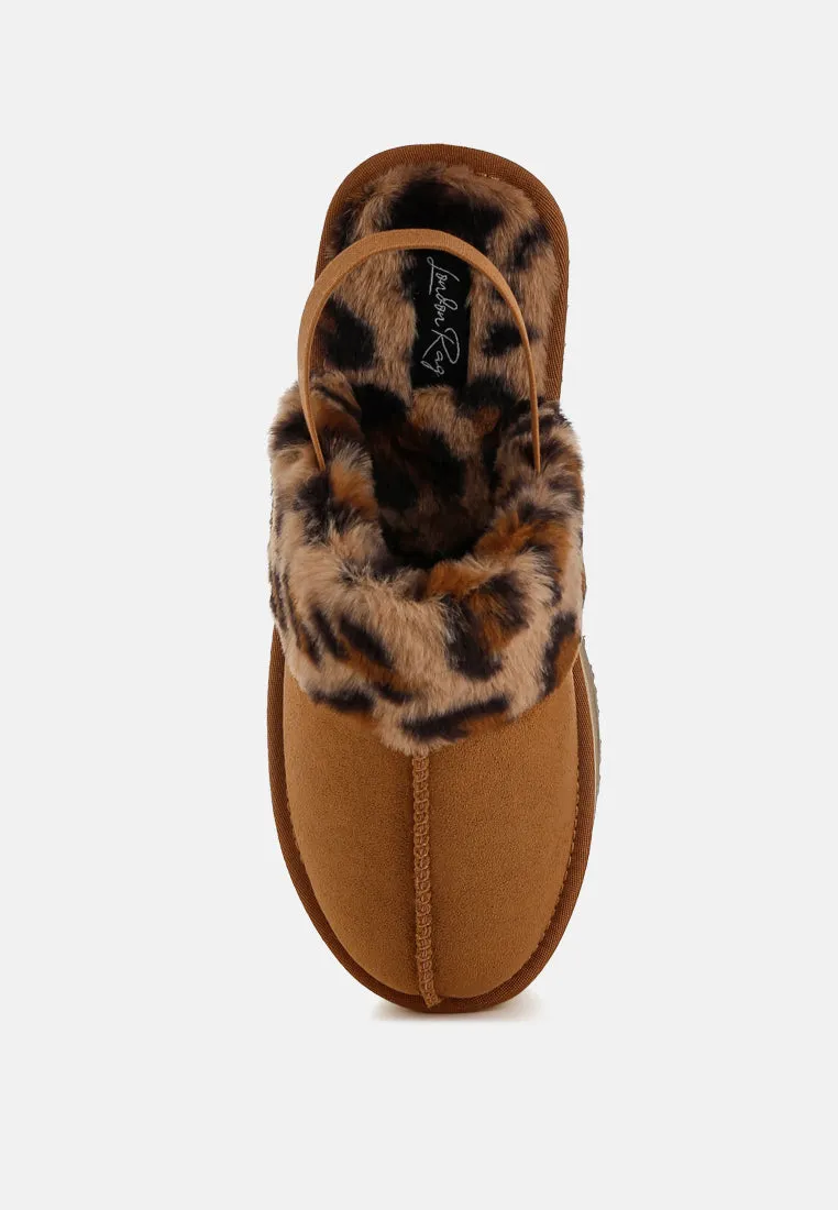 Leopard Faux Fur Platform Classic Slingback By RUW