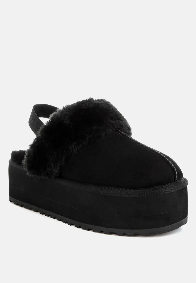 Leopard Faux Fur Platform Classic Slingback By RUW