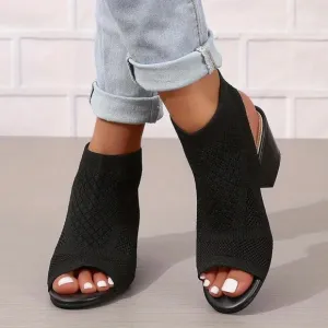 Life Stride Alita Sandal Black Stretchy Knit Fabric Cushioned Soft footbed