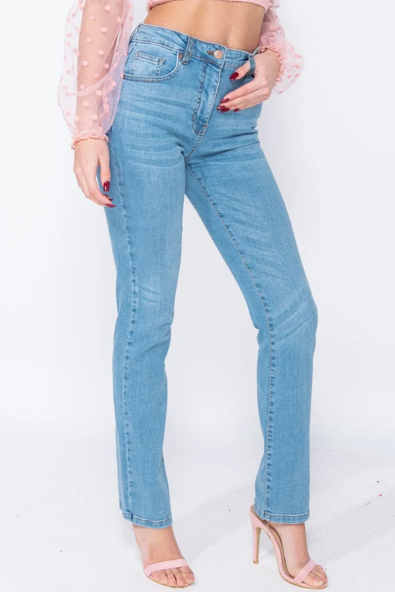 Light Blue Straight-Leg Jeans | High-Waist Fit | Classic Everyday Denim