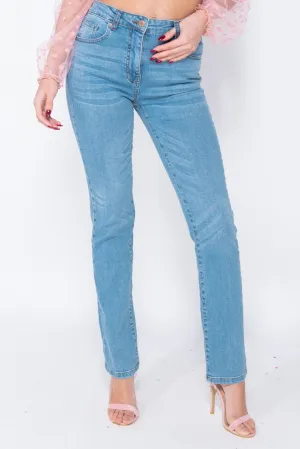 Light Blue Straight-Leg Jeans | High-Waist Fit | Classic Everyday Denim