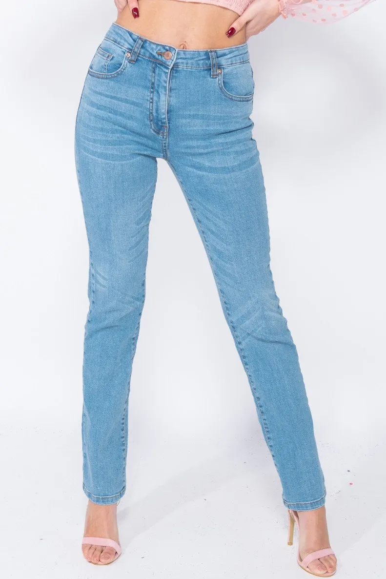 Light Blue Straight-Leg Jeans | High-Waist Fit | Classic Everyday Denim
