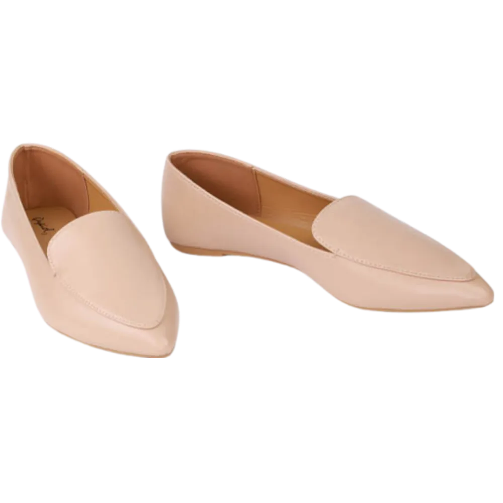 Loafer Pointy Toe Ballerina Flats -Tan