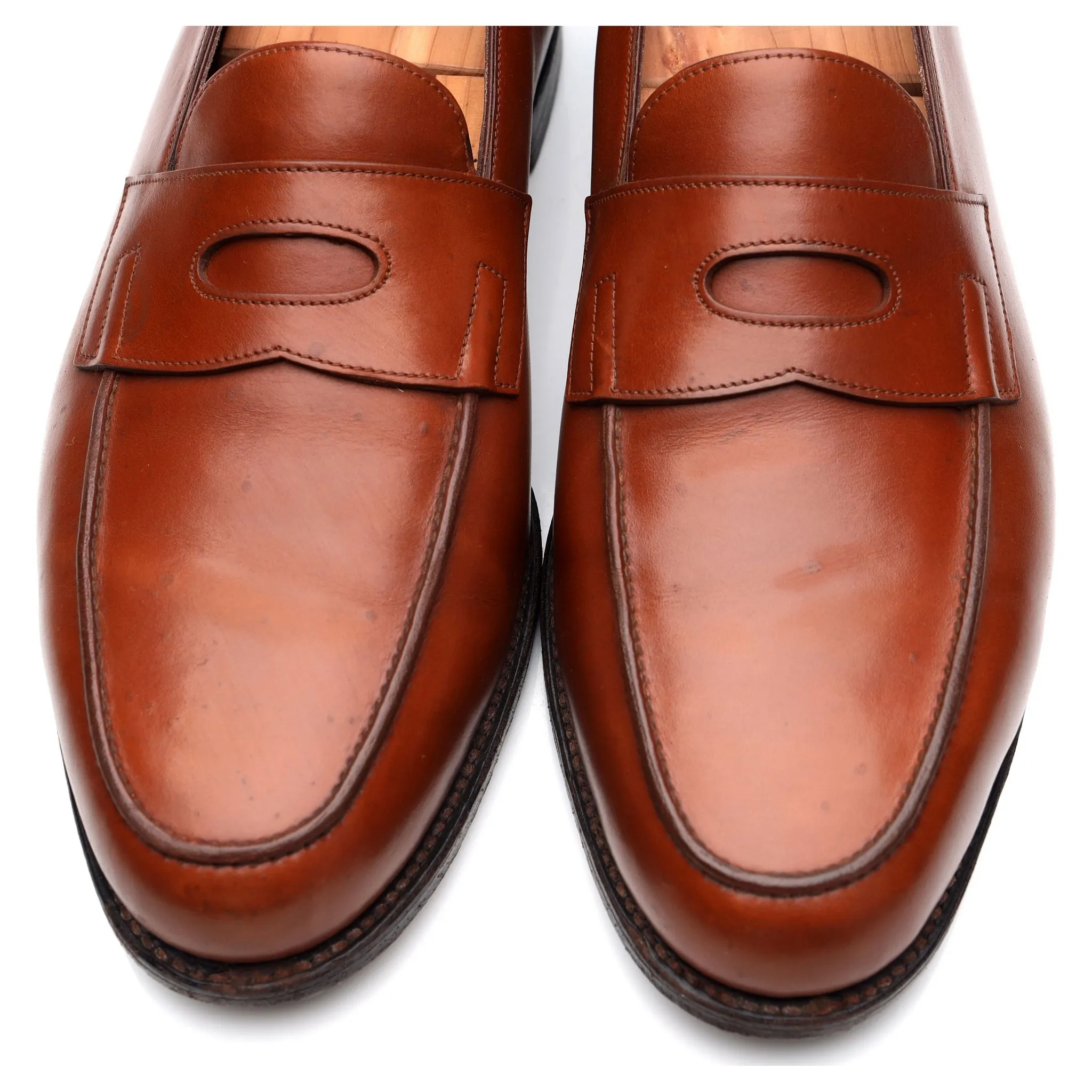 'Lopez' Tan Brown Leather Loafers UK 11 E