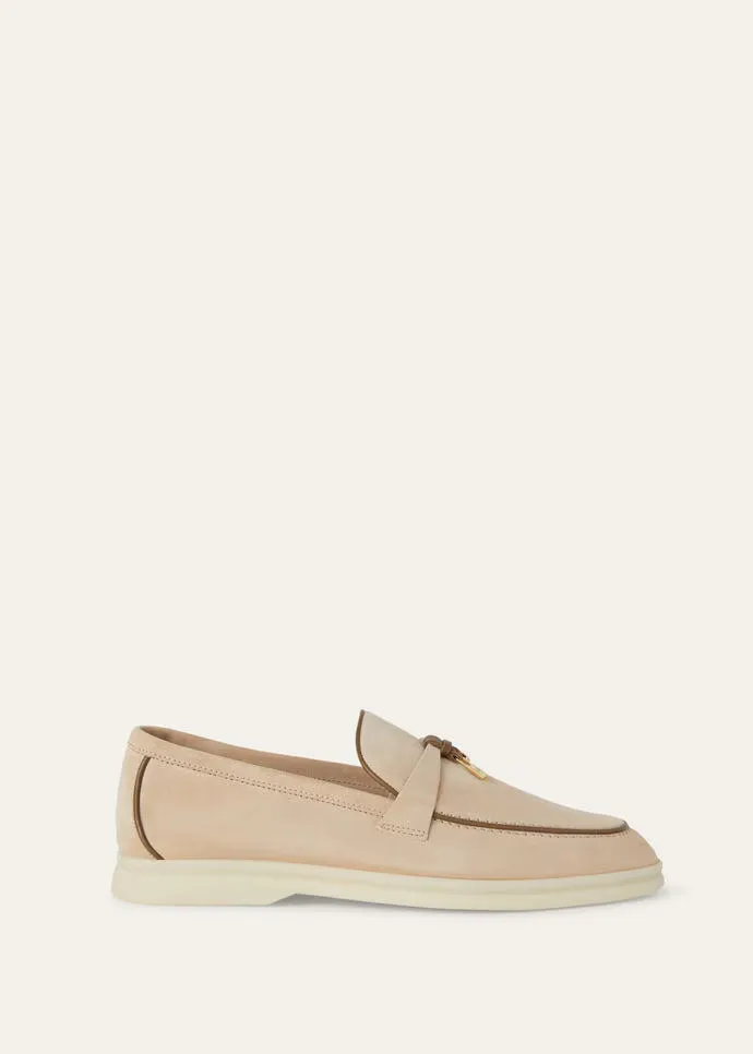 Loro Piana Summer Charms Walk Loafers Suede Natural Light Caramel