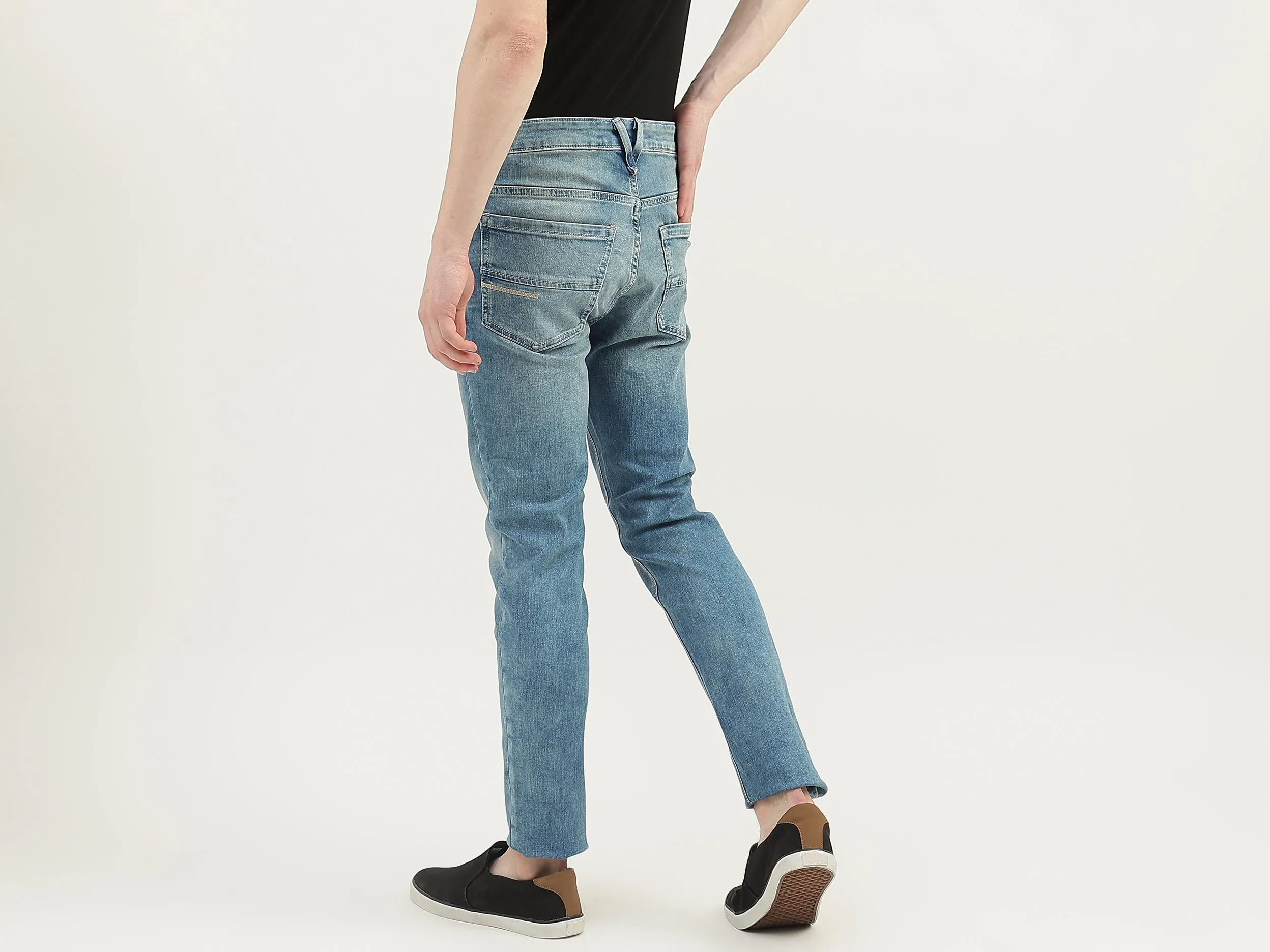 Men Solid Low Crotch Jeans