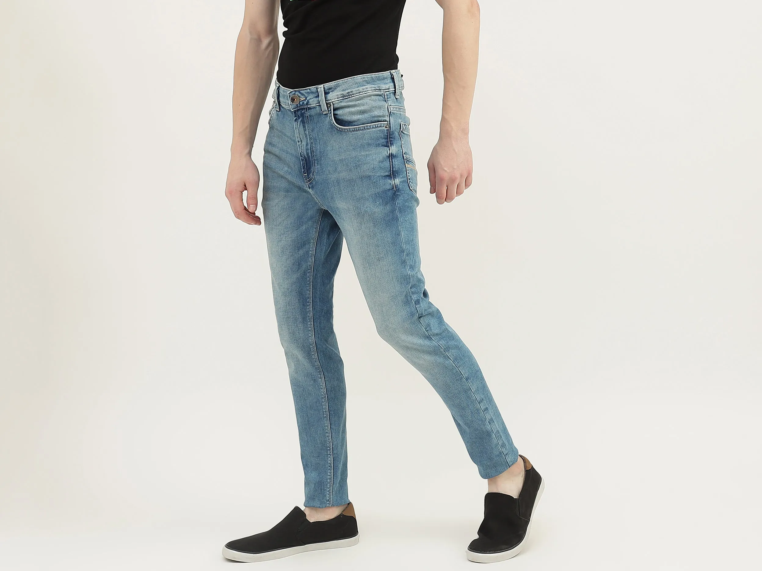 Men Solid Low Crotch Jeans