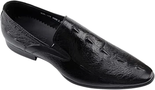 Men's Leather Slip On Dress Loafer in Black Pointed Toe