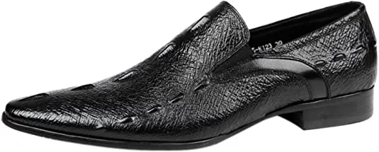 Men's Leather Slip On Dress Loafer in Black Pointed Toe