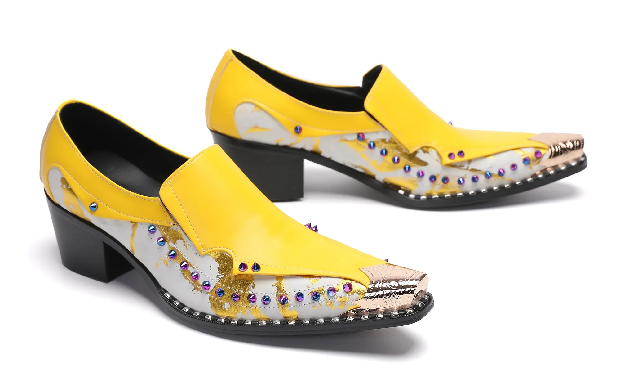 Men's Metal-Tip Toe Western Beads Penny Loafers