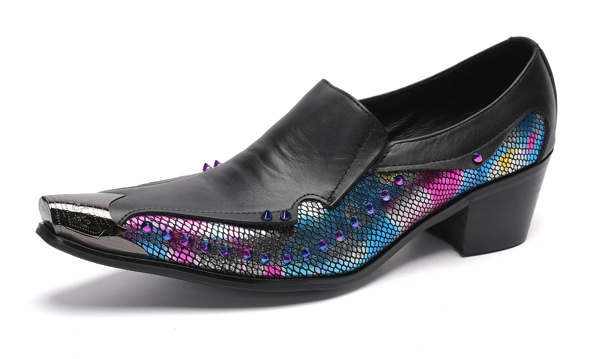 Men's Metal-Tip Toe Western Beads Penny Loafers