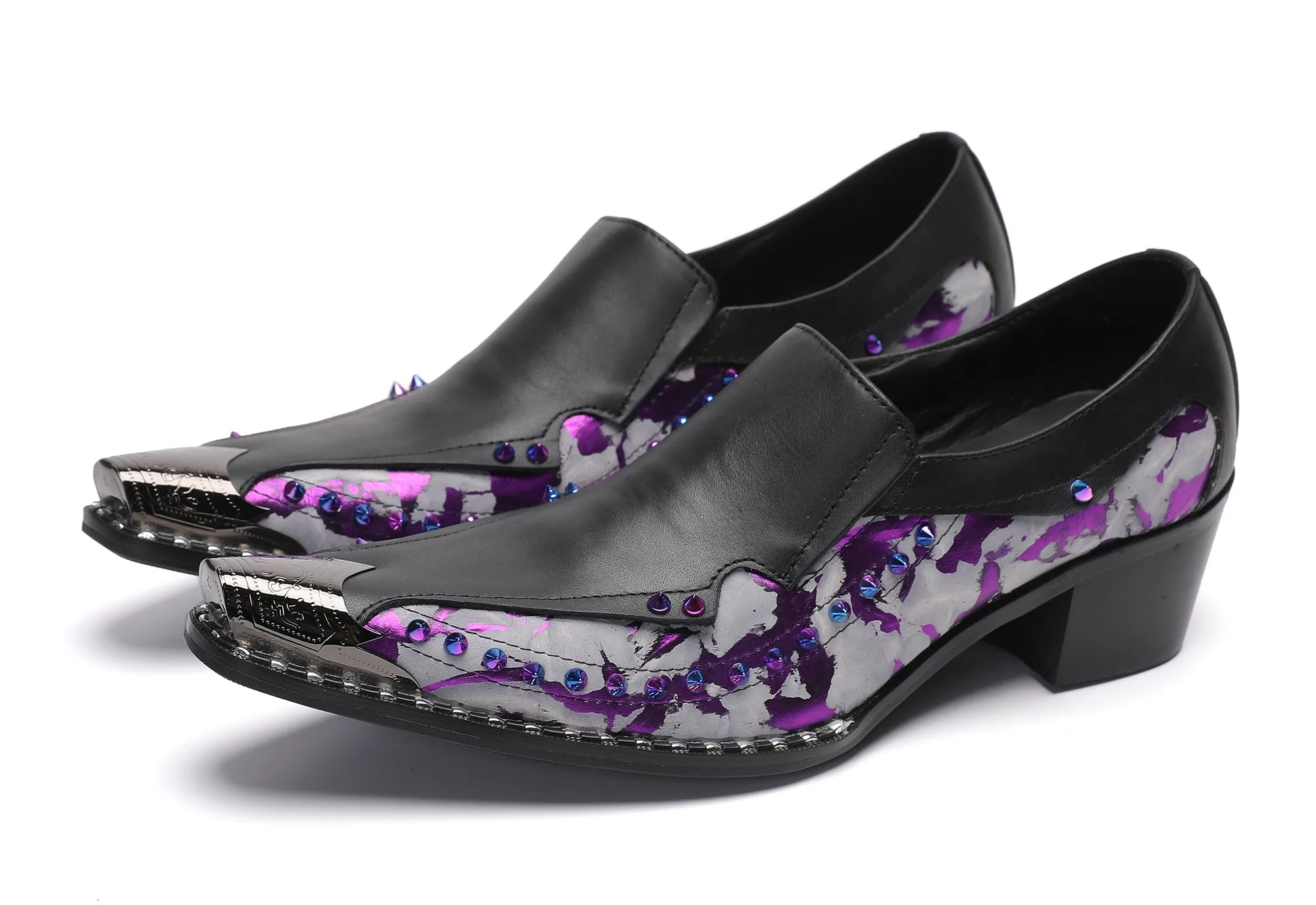 Men's Metal-Tip Toe Western Beads Penny Loafers