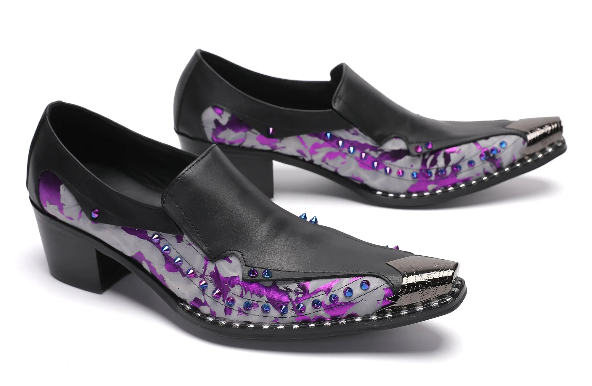 Men's Metal-Tip Toe Western Beads Penny Loafers