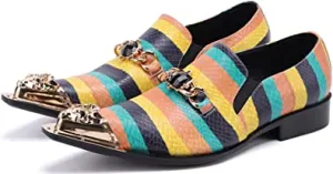 Men's Striped Beaded Dress Western Loafers