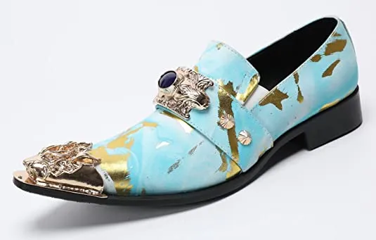 Men's Suede Western Loafers Dragon Metal Tip