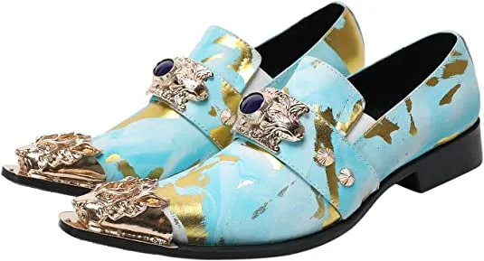 Men's Suede Western Loafers Dragon Metal Tip