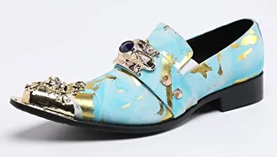 Men's Western Loafers Suede Metal Crown Tip