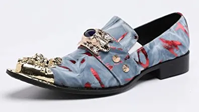 Men's Western Loafers Suede Metal Crown Tip