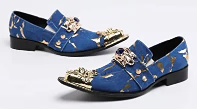Men's Western Loafers Suede Metal Crown Tip