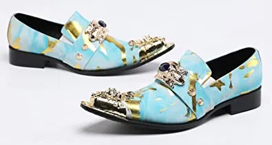 Men's Western Loafers Suede Metal Crown Tip