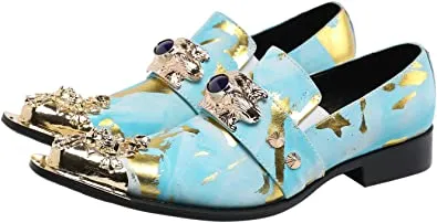 Men's Western Loafers Suede Metal Crown Tip