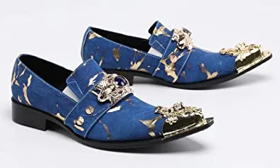 Men's Western Loafers Suede Metal Crown Tip