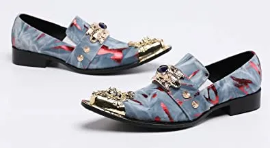 Men's Western Loafers Suede Metal Crown Tip