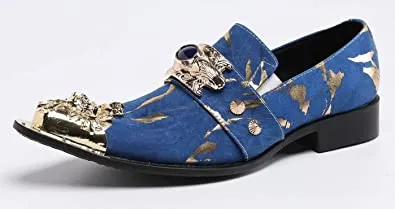 Men's Western Loafers Suede Metal Crown Tip