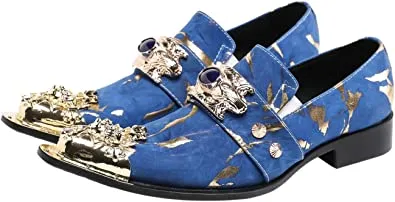 Men's Western Loafers Suede Metal Crown Tip