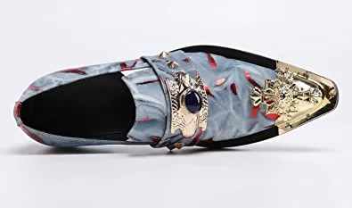 Men's Western Loafers Suede Metal Crown Tip