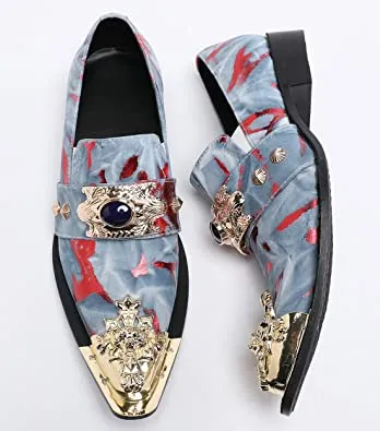 Men's Western Loafers Suede Metal Crown Tip