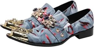 Men's Western Loafers Suede Metal Crown Tip