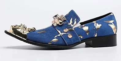 Men's Western Loafers Suede Metal Crown Tip