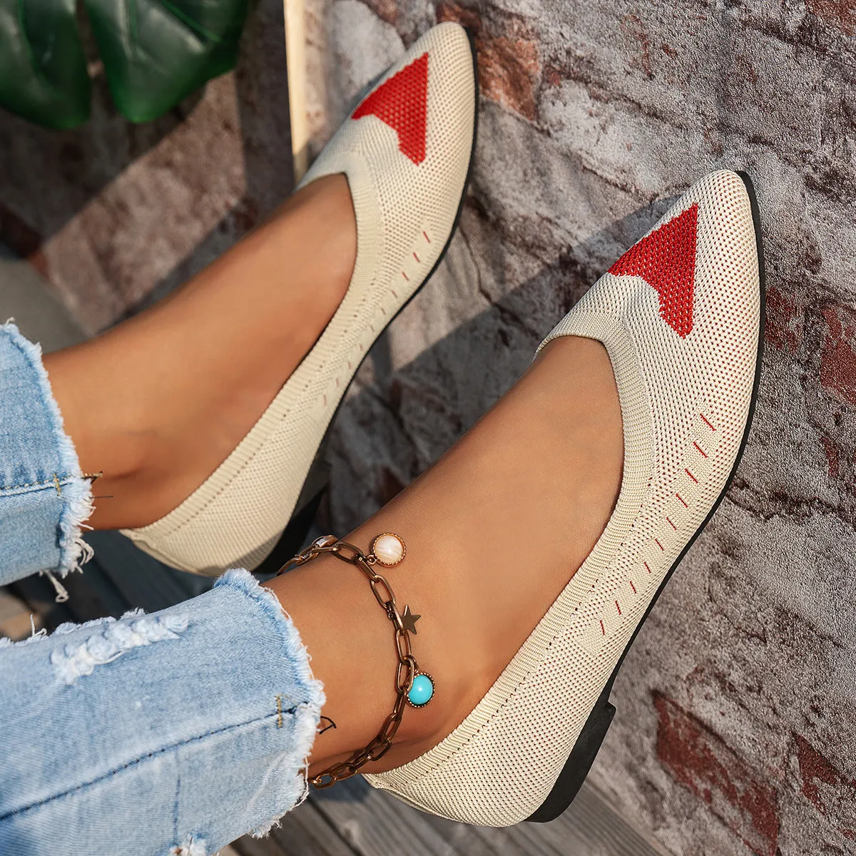 Mesh Point Toe Flat Slip-Ons