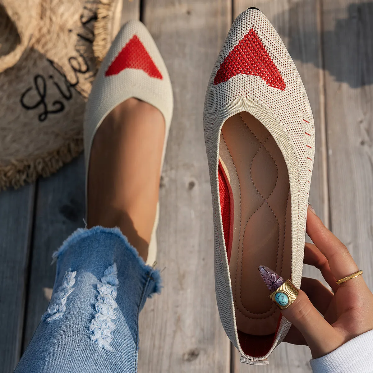Mesh Point Toe Flat Slip-Ons