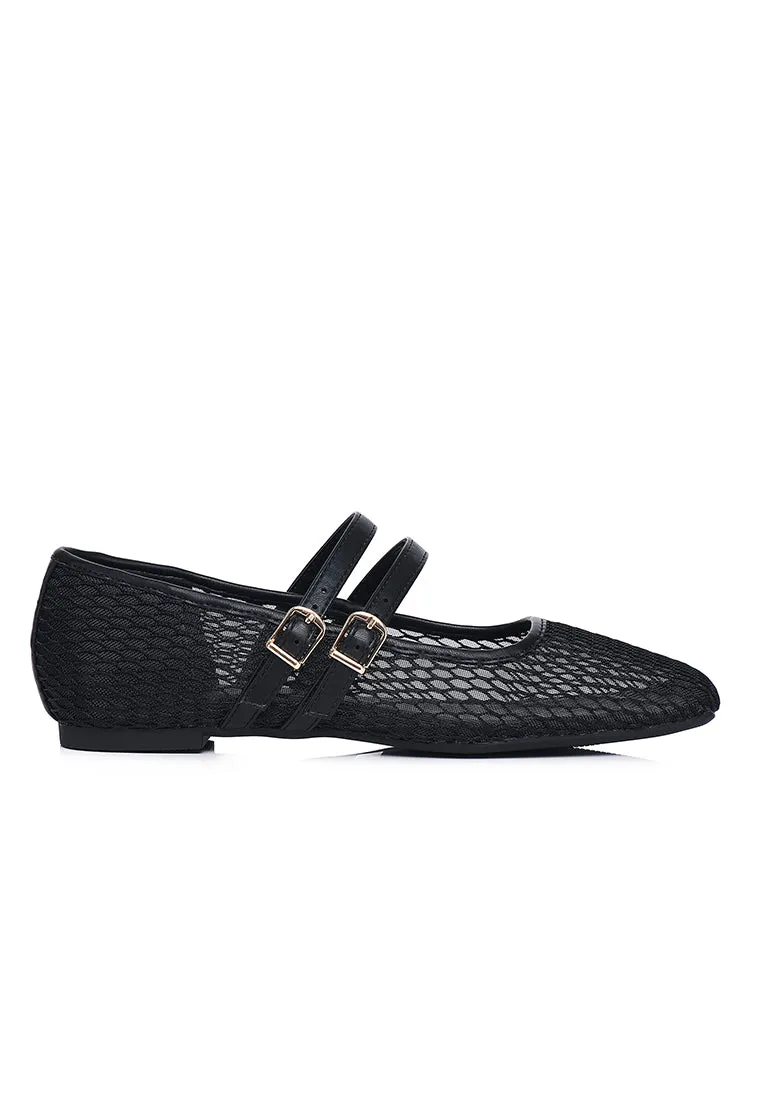 Mila Double Strap Ballerina & Flats (Black)