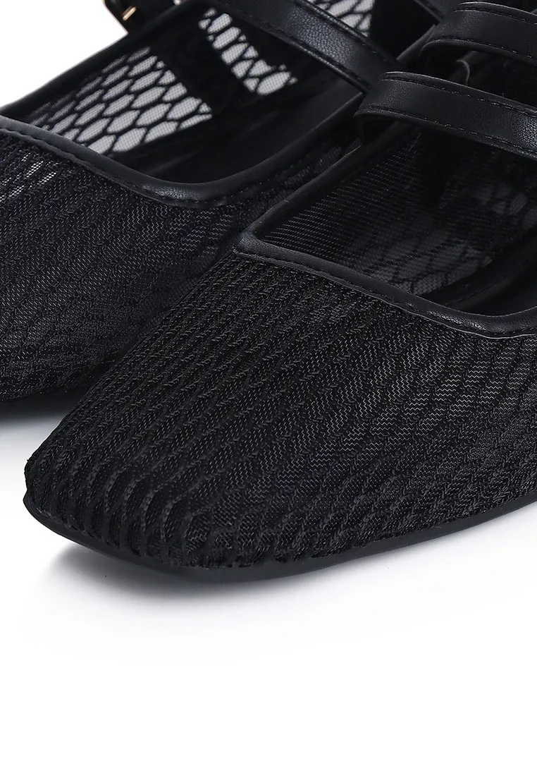 Mila Double Strap Ballerina & Flats (Black)