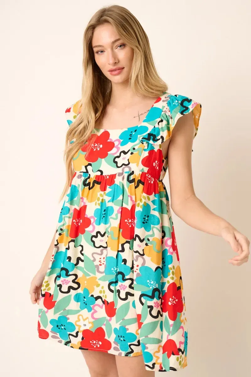 Mittoshop Multi Color Flower Print Babydoll Dress